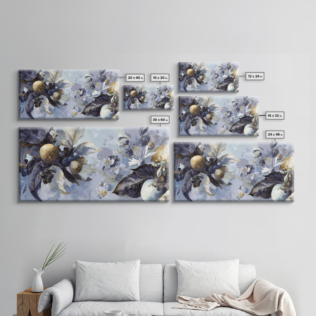 Rococo Fruit Feast Framed Canvas Print, Maximalist Art, Digital Prints, Living Room Decor, Fine Art, Maximal, Abstract Wall Art, MAX-2x1-83