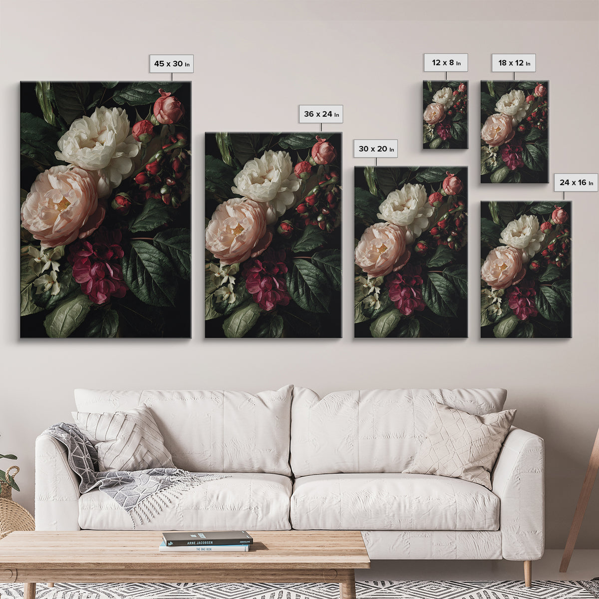 Baroque Roses Mixed Canvas Print, Maximalist Art, Wall Art, Living Room Decor, Abstract Art, Maximal, Printable Art, MAX-2x3-14
