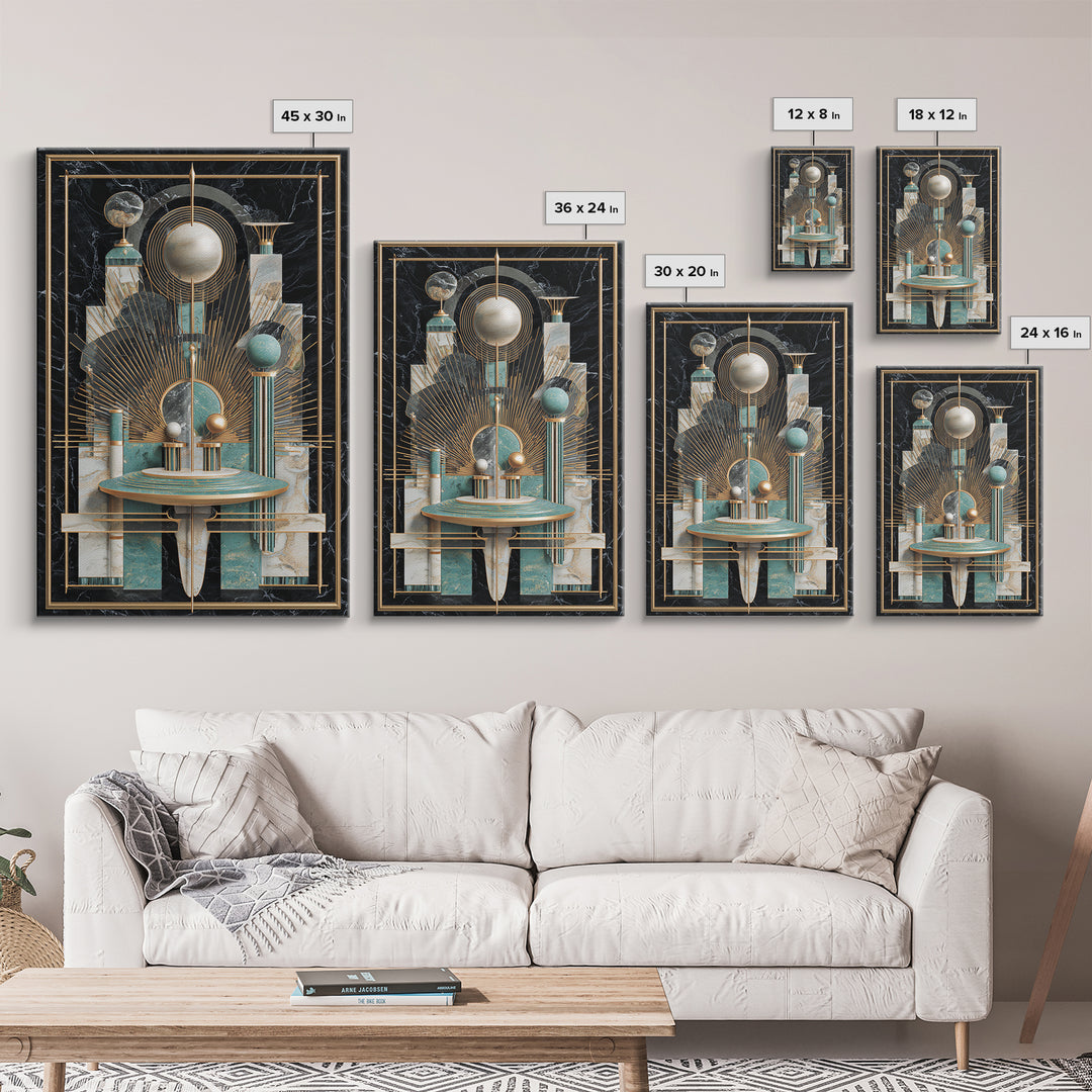 Surreal Room of Floating Objects as Decorative Framed Canvas Print, Maximalist Art, Abstract Art, Living Room Decor, Maximal, MAX-2x3-41