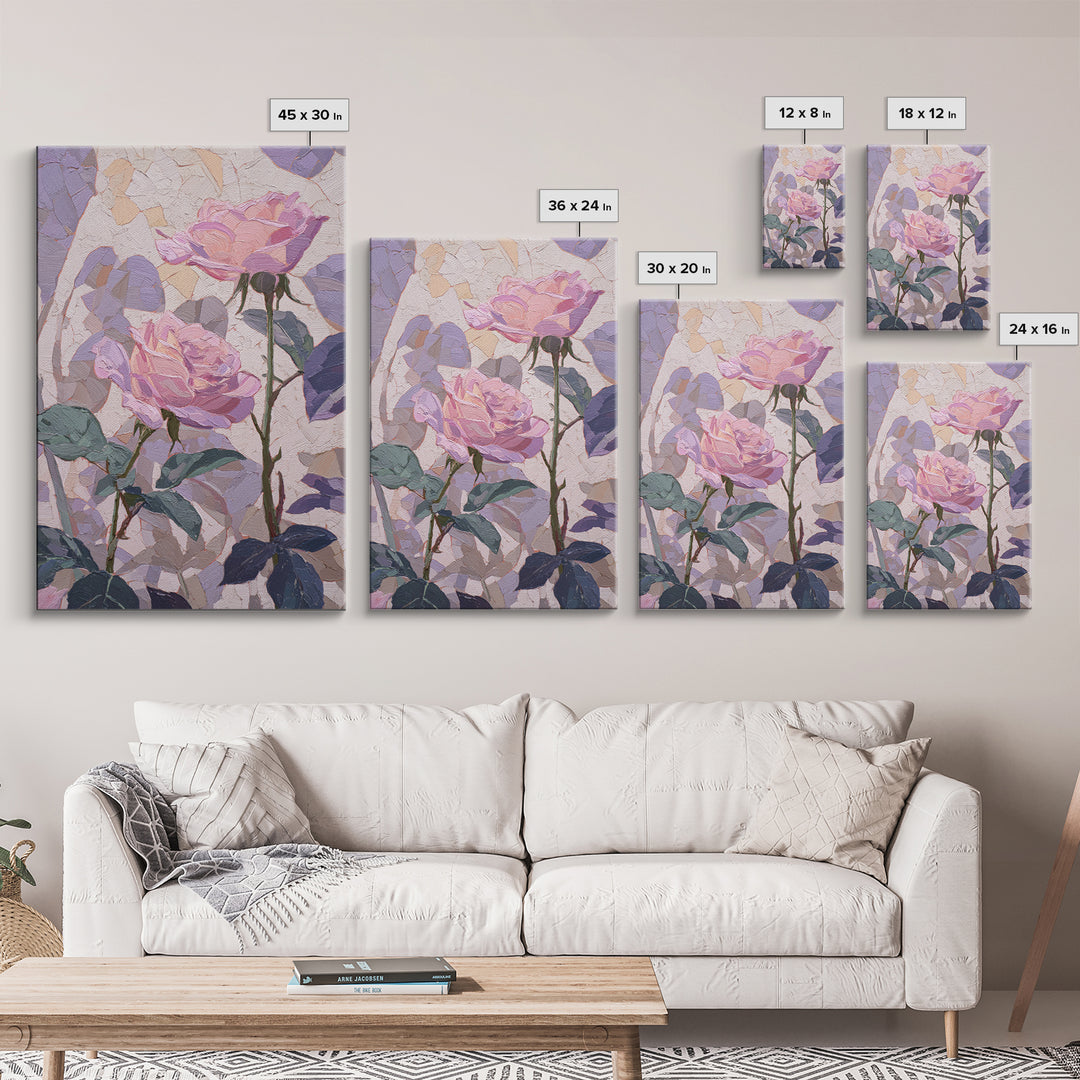 Baroque Roses Mixed Canvas Print, Maximalist Art, Abstract Art, Living Room Decor, Fine Art, Maximal, Retro Wall Art, MAX-2x3-62