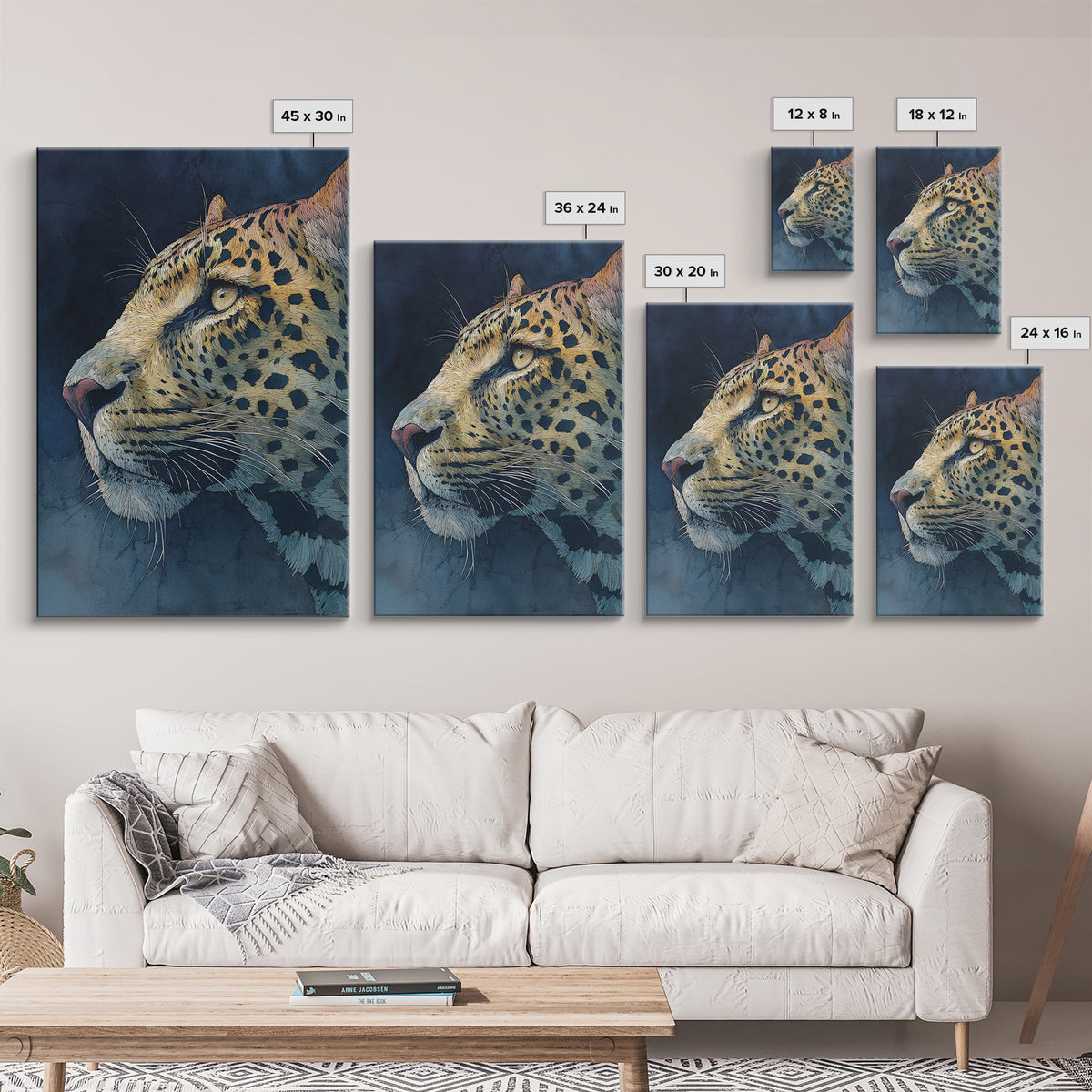 Rainbow Leopard Portrait Framed Canvas Print, Maximalist Art, Boho Wall Art, Living Room Decor, Maximal, Trendy Wall Art, MAX-2x3-68