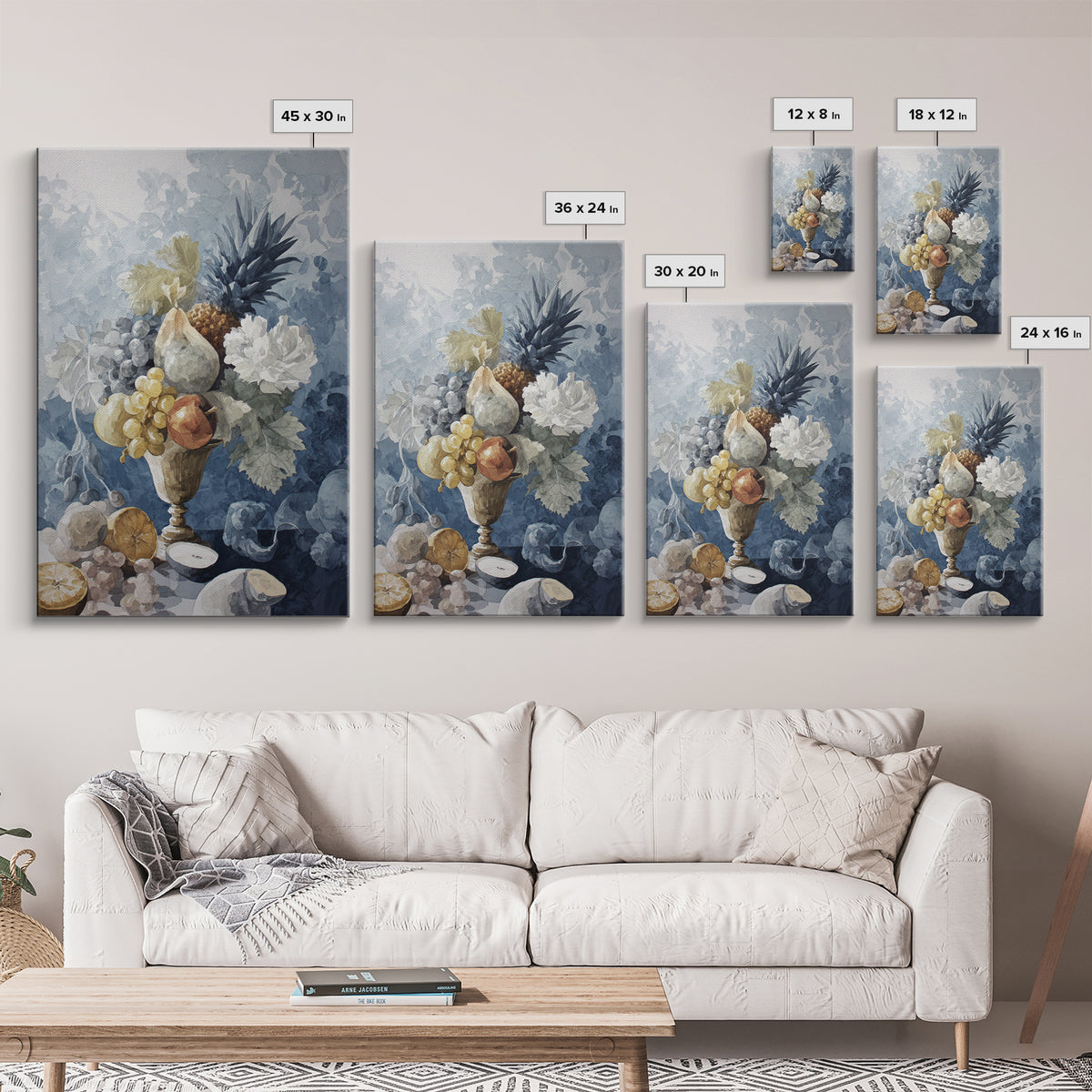 Rococo Fruit Feast Canvas Print, Maximalist Art, Boho Wall Art, Living Room Decor, Fine Art, Maximal, Trendy Wall Art, MAX-2x3-71