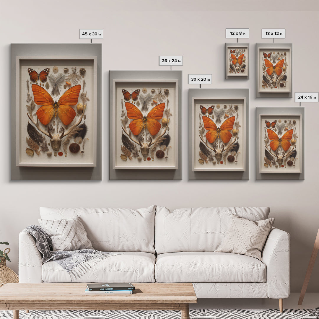 Framed Butterfly Collection Canvas Print, Maximalist Art, Printable Art, Living Room Decor, Fine Art, Maximal, Funky Wall Art, MAX-2x3-79