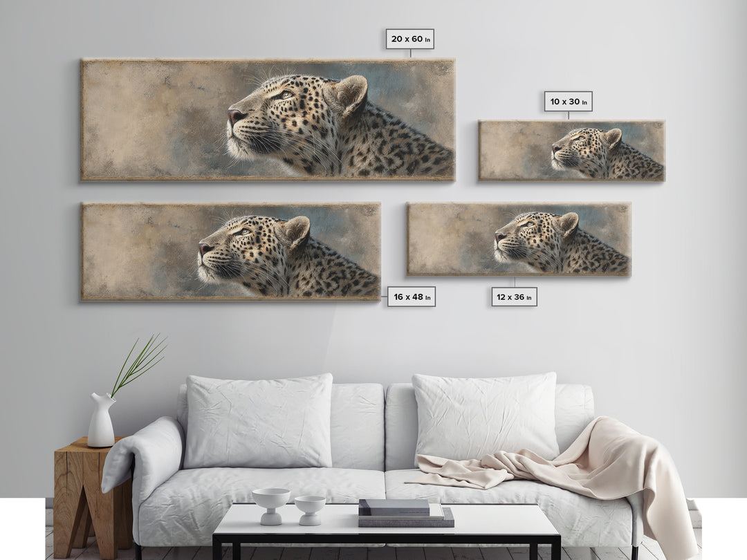 Rainbow Leopard Portrait Framed Canvas Print, Maximalist Art, Leopard Print, Living Room Decor, Oil Painting, Maximal, MAX-3x1-28