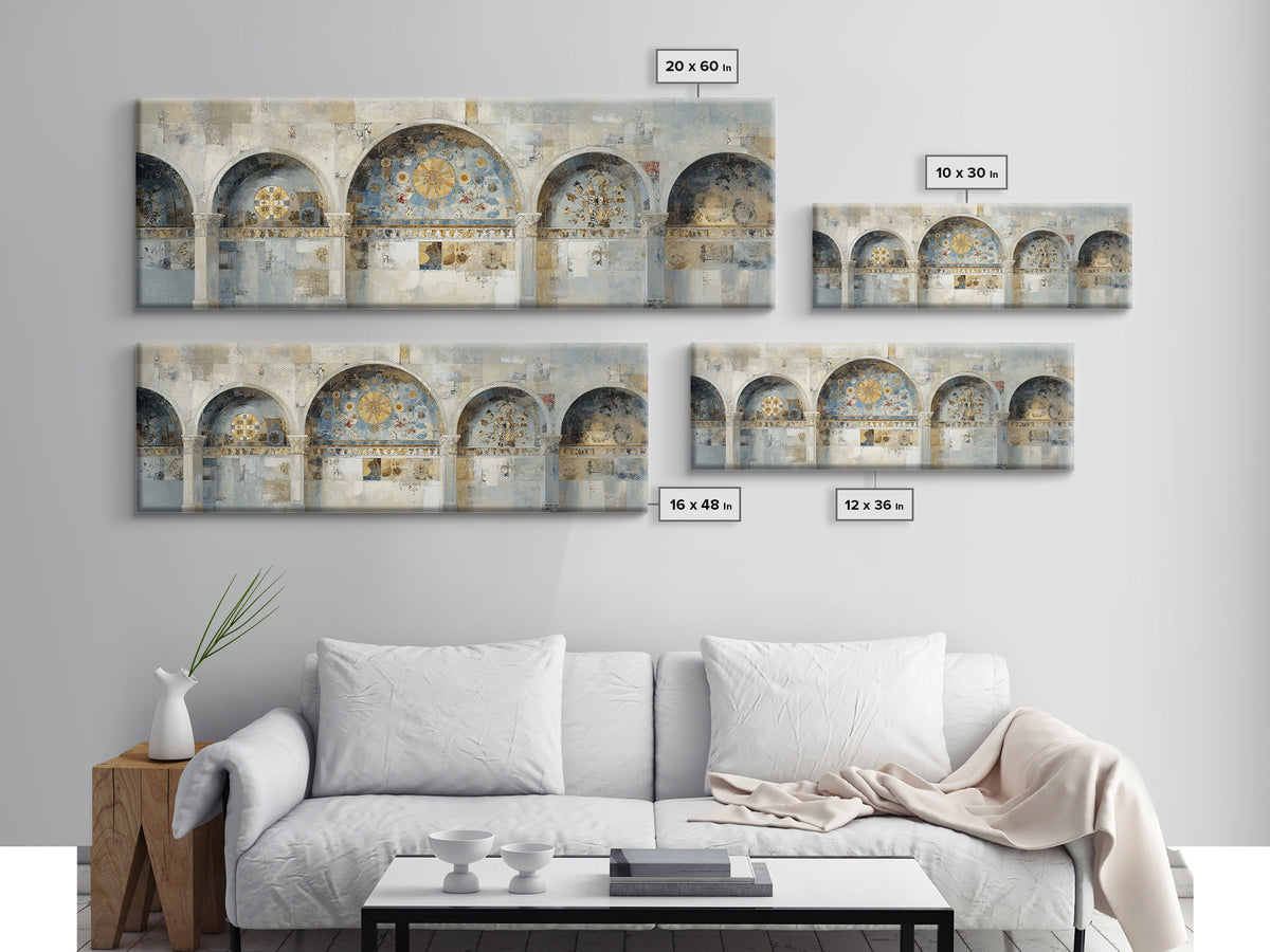 Ornamental Arch Filled Framed Canvas Print, Maximalist Art, Art Prints, Living Room Decor, Maximal, Dark Academia Decor, MAX-3x1-59