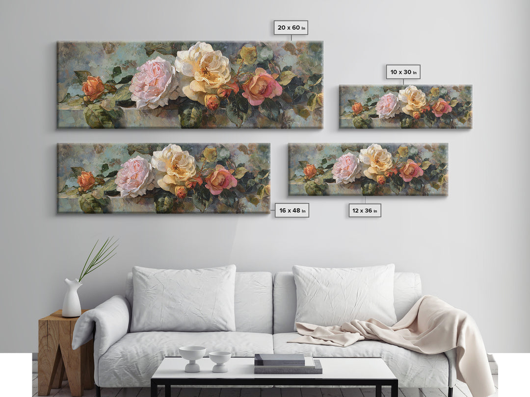 Baroque Roses Mixed Canvas Print, Maximalist Art, Living Room Wall Art, Living Room Decor, Abstract Art, Maximal, Boho Decor, MAX-3x1-94