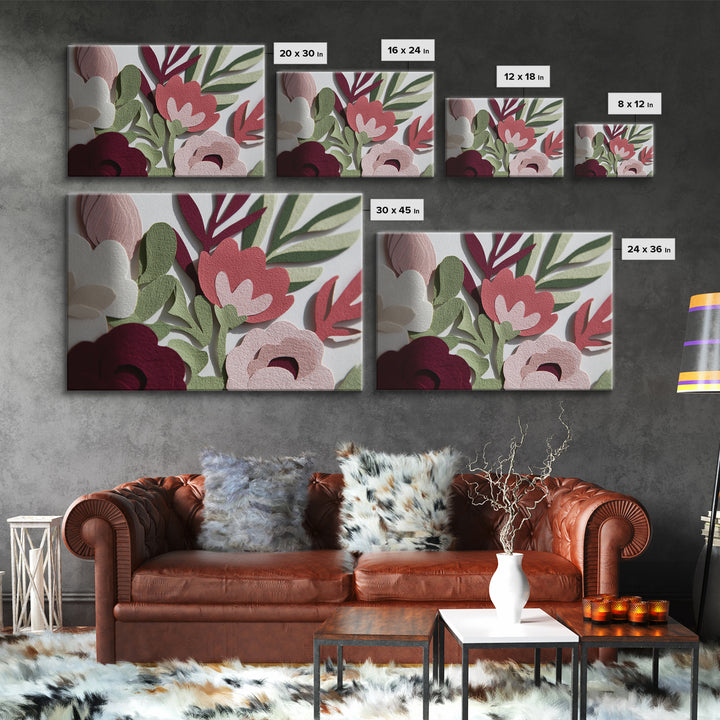 Matisse Inspired Cutouts with Vivid Floral Motifs Canvas Print, Maximalist Art, Digital Print, Living Room Decor, Maximal, MAX-3x2-14