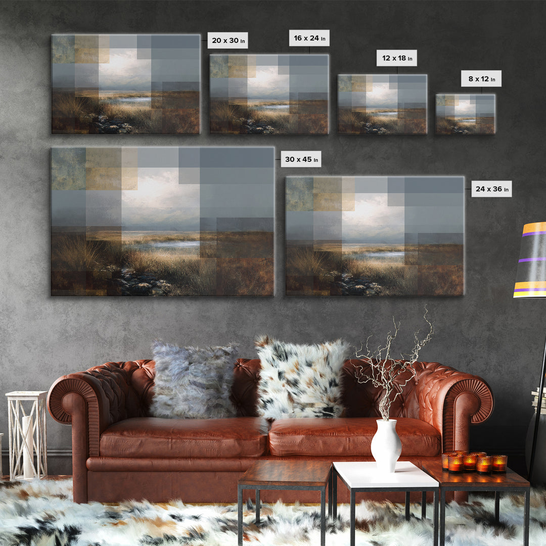 Eclectic Checkerboard Landscape Canvas Print, Maximalist Art, Moody Wall Art, Living Room Decor, Fine Art, Maximal, MAX-3x2-33