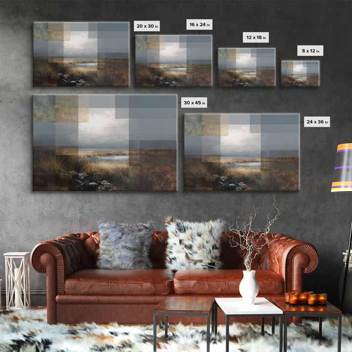 Eclectic Checkerboard Landscape Canvas Print, Maximalist Art, Moody Wall Art, Living Room Decor, Fine Art, Maximal, MAX-3x2-33