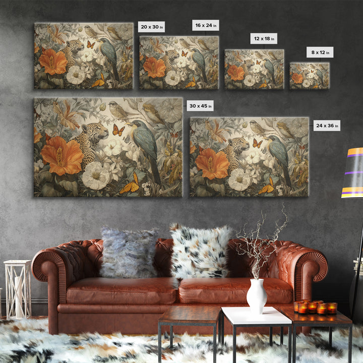 Explosive Floral Jungle Framed Canvas Print, Maximalist Art, Modern Art, Living Room Decor, Oil Painting, Maximal, MAX-3x2-5