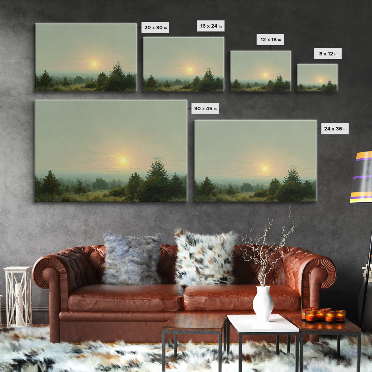 Eclectic Checkerboard Landscape Canvas Print, Maximalist Art, Moody Wall Art, Living Room Decor, Fine Art, Maximal, MAX-3x2-57