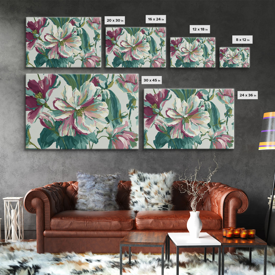 Matisse Inspired Cutouts with Vivid Floral Motifs Canvas Print, Maximalist Art, Retro Wall Art, Living Room Decor, Maximal, MAX-3x2-86