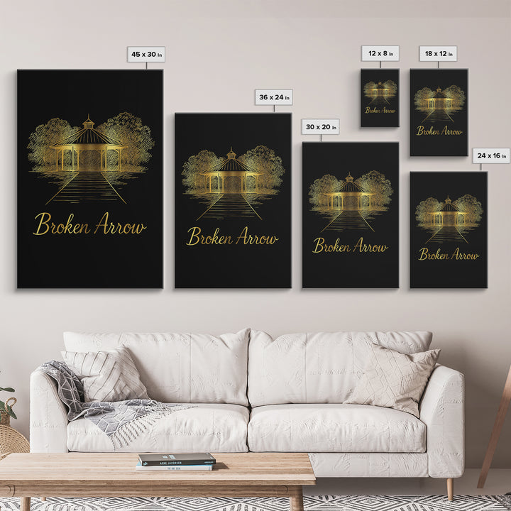 Broken Arrow Travel Poster, Canvas Print, Dark Minimalist Wall Art, Broken Arrow Travel Art, Retro Travel Print, Travel Wall Decor