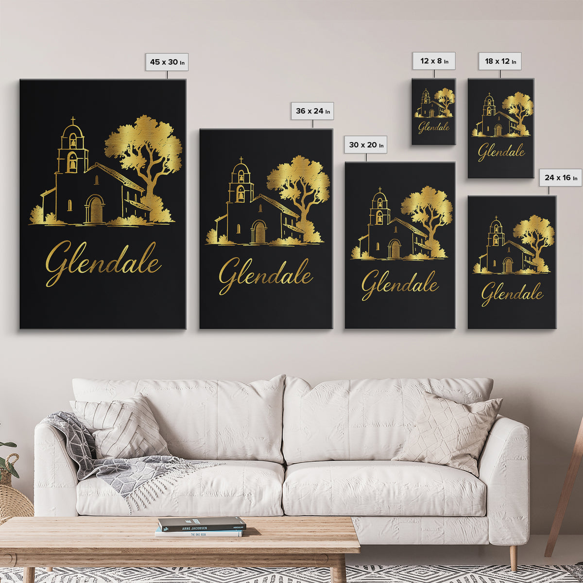 Glendale Arizona Travel Poster, Canvas Print, Black Gold Minimalist Art, Glendale City Art, Fine Art Print, Wall Decor, Wanderlust Decor
