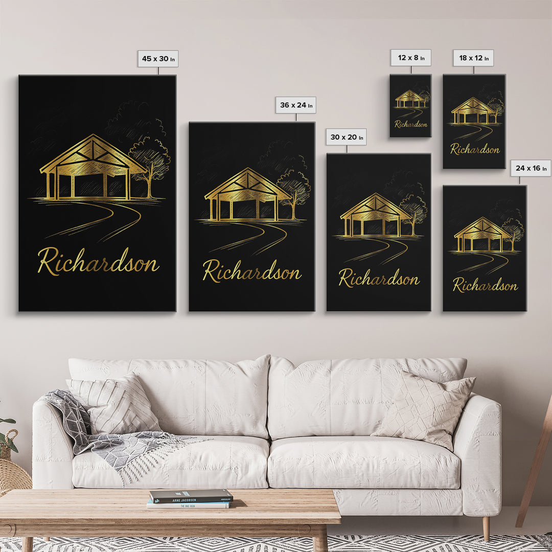 Richardson Travel Poster, Framed Canvas Print, Black Gold Minimalist Art, Richardson Art Print, City Illustration, Gift For Travelers