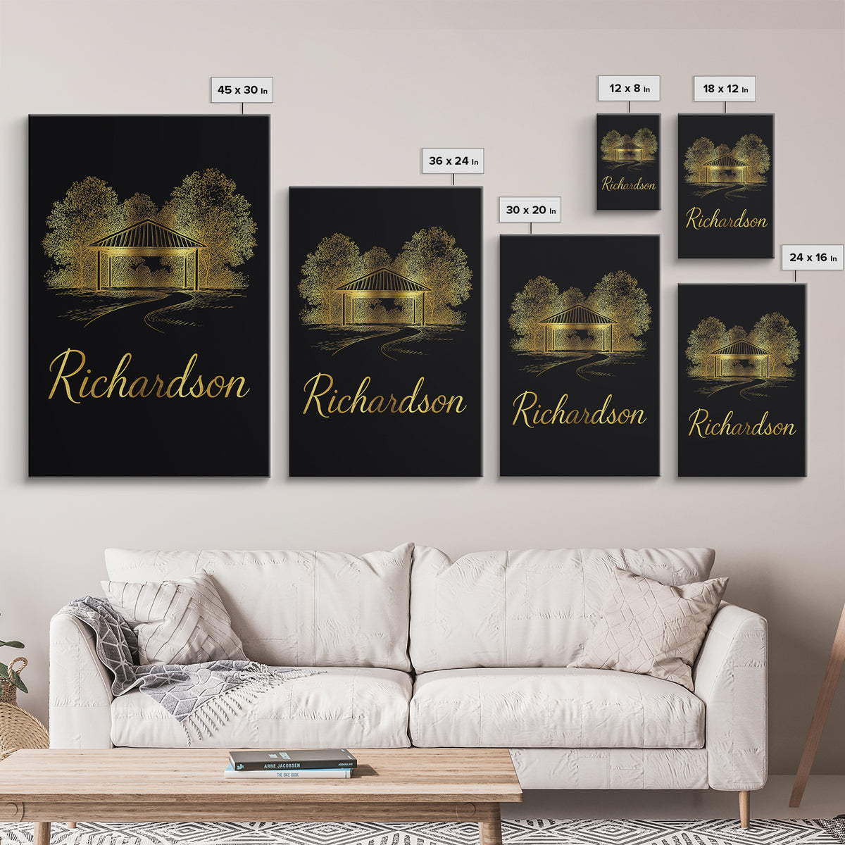 Richrdson Travel Poster, Framed Canvas Print, Dark Minimalist Wall Art, Richrdson Art Print, Travel Poster Art, City Art Print