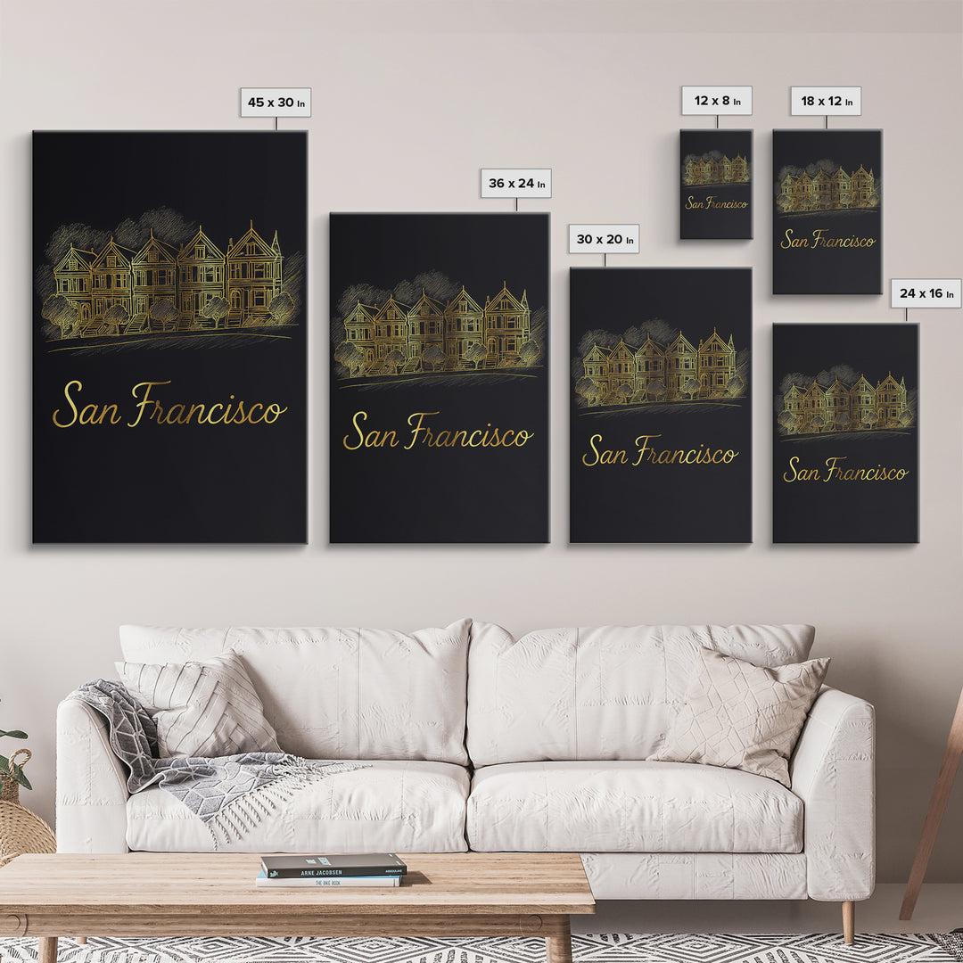San Francisco California Travel Poster, Canvas Print, Dark Minimalist Wall Art, San Francisco Travel Art, Living Room Wall Art, Travel Gift