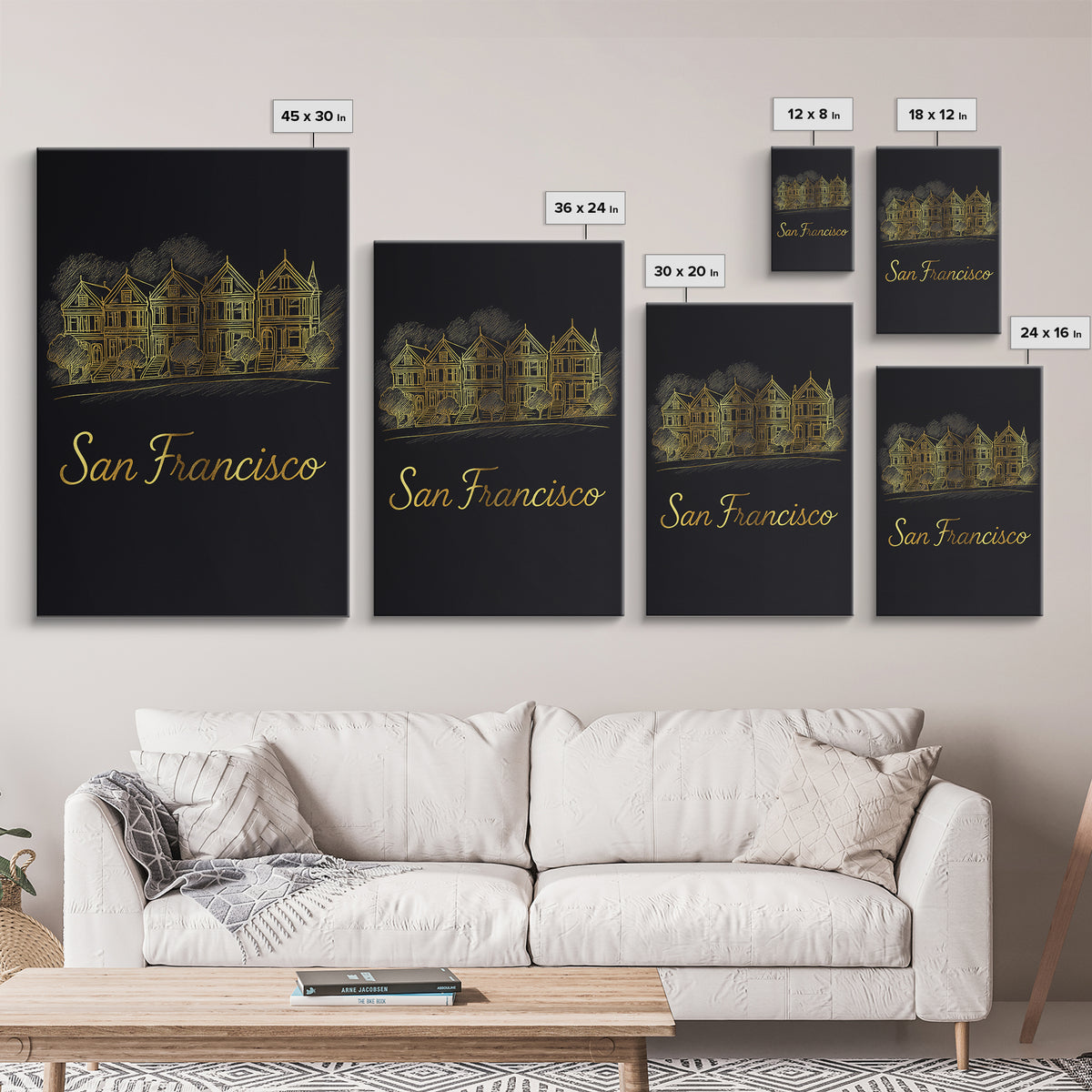 San Francisco California Travel Poster, Canvas Print, Dark Minimalist Wall Art, San Francisco Travel Art, Living Room Wall Art, Travel Gift