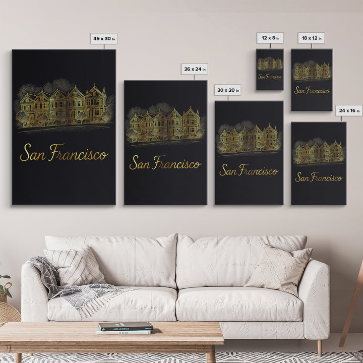 San Francisco California Travel Poster, Canvas Print, Dark Minimalist Wall Art, San Francisco Travel Art, Living Room Wall Art, Travel Gift