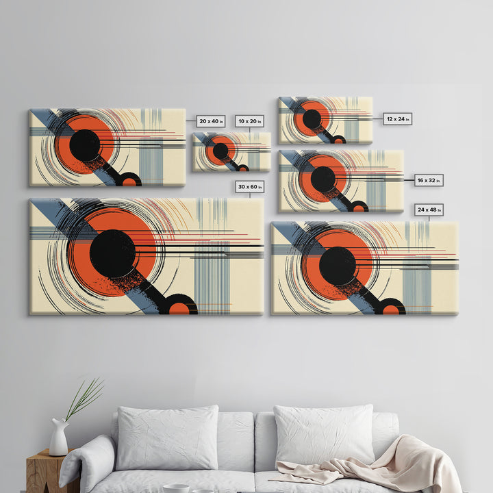 Red Black Circle Abstract Wall Art, Mid Century Modern Geometric Print, Bauhaus Poster, Retro Modern Decor For Living Room