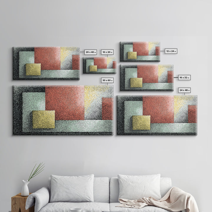 Textured Color Block Abstract Canvas Print, Mid Century Modern Wall Art, Geometric Shapes Poster, Retro Office Decor Print