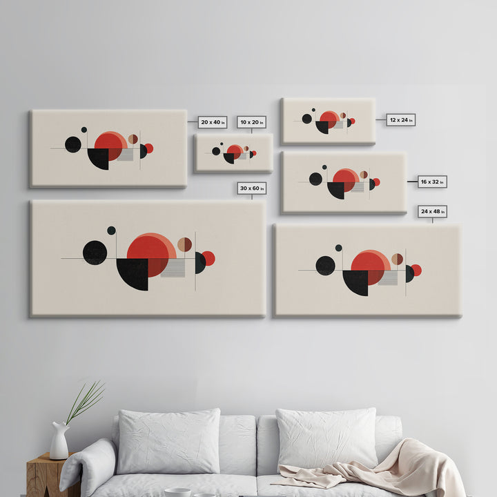 Red Black Circle Wall Art, Midcentury Modern Art, Geometric Abstract Print, Bauhaus Poster, Retro MCM Wall Decor For Home