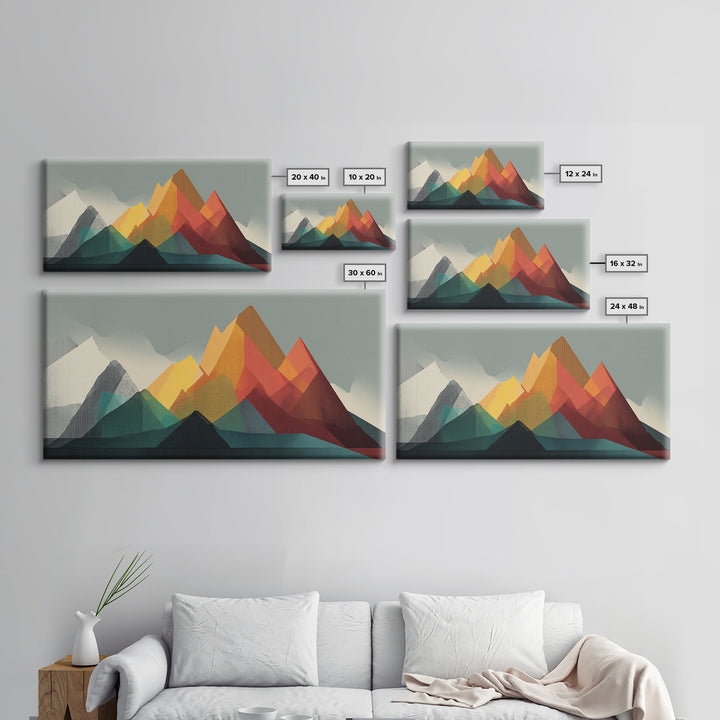 Colorful Geometric Mountain Range Wall Art, Midcentury Modern Art Print, Retro Landscape Poster, MCM Living Room Home Decor