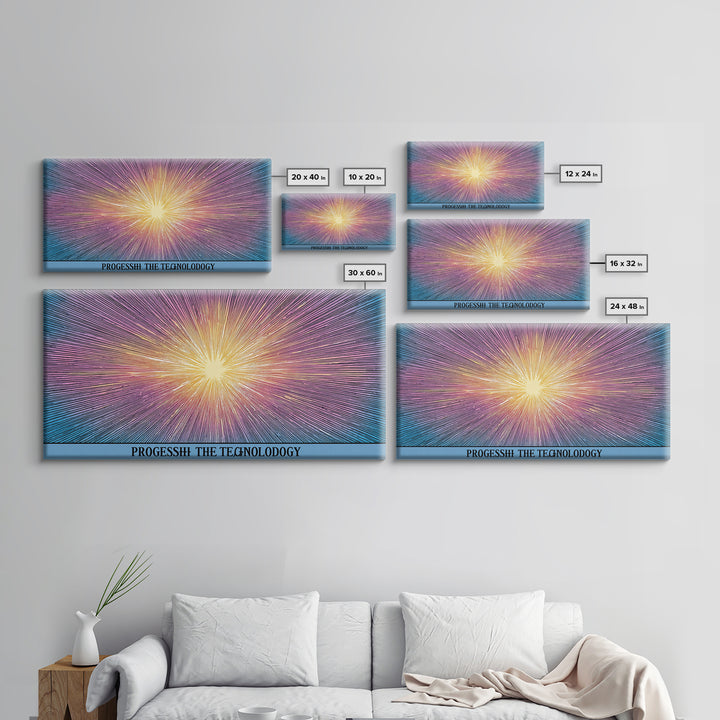 Radiant Progress Technology Starburst Canvas Print, Op Art Poster, Midcentury Modern Wall Art, Retro Sci Fi Office Decor