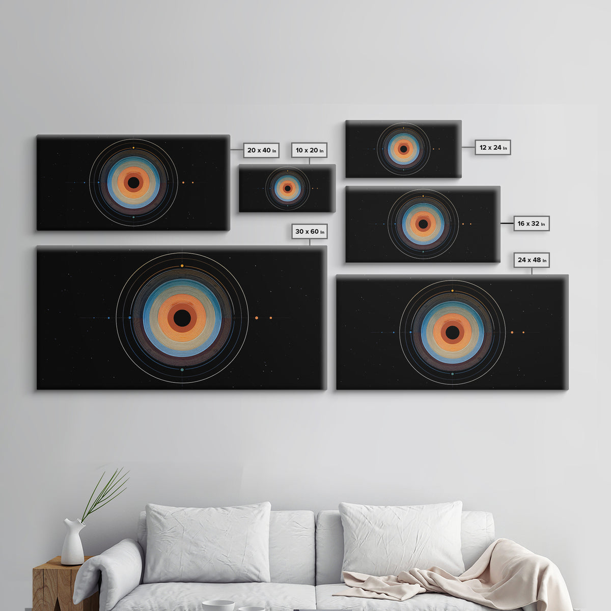 Cosmic Concentric Orbit Wall Art, Midcentury Modern Abstract Space Poster, Geometric Circle Print, Retro Office Decor Gift