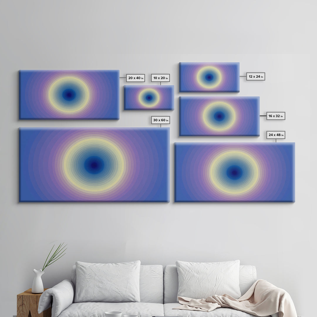 Blue Purple Concentric Circle Wall Art, Modern Abstract Art Print, Soft Geometric Decor, Minimalist Bedroom Poster, Home Decor