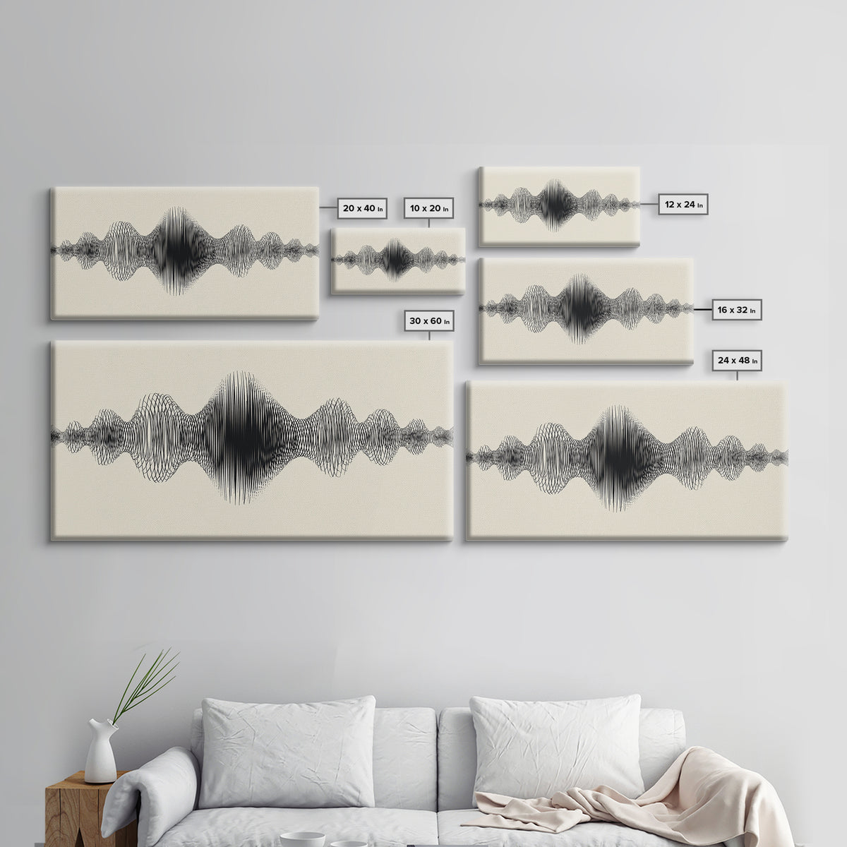 Cream And Black Audio Waveform Wall Art, Minimal Sound Wave Print, Scandinavian Modern Decor, Music Studio Office Wall Decor
