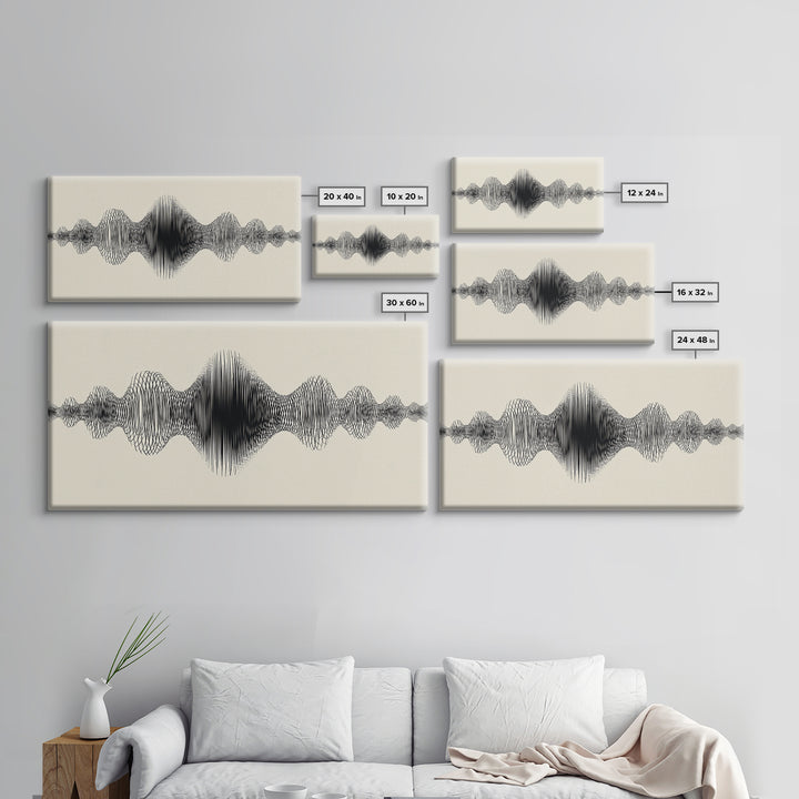 Cream And Black Audio Waveform Wall Art, Minimal Sound Wave Print, Scandinavian Modern Decor, Music Studio Office Wall Decor