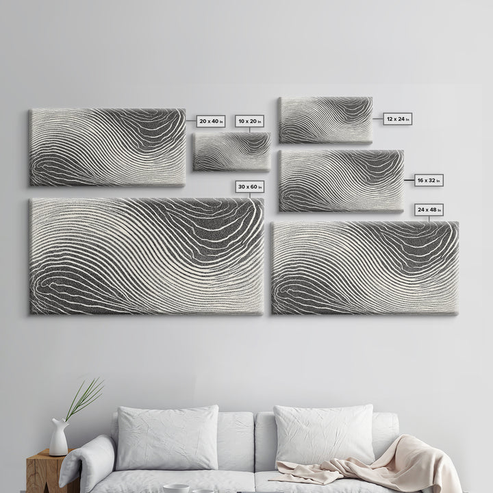Black White Wavy Topographic Abstract Wall Art, Modern Geometric Line Print, Minimalist Decor, Office Or Bedroom Canvas Print