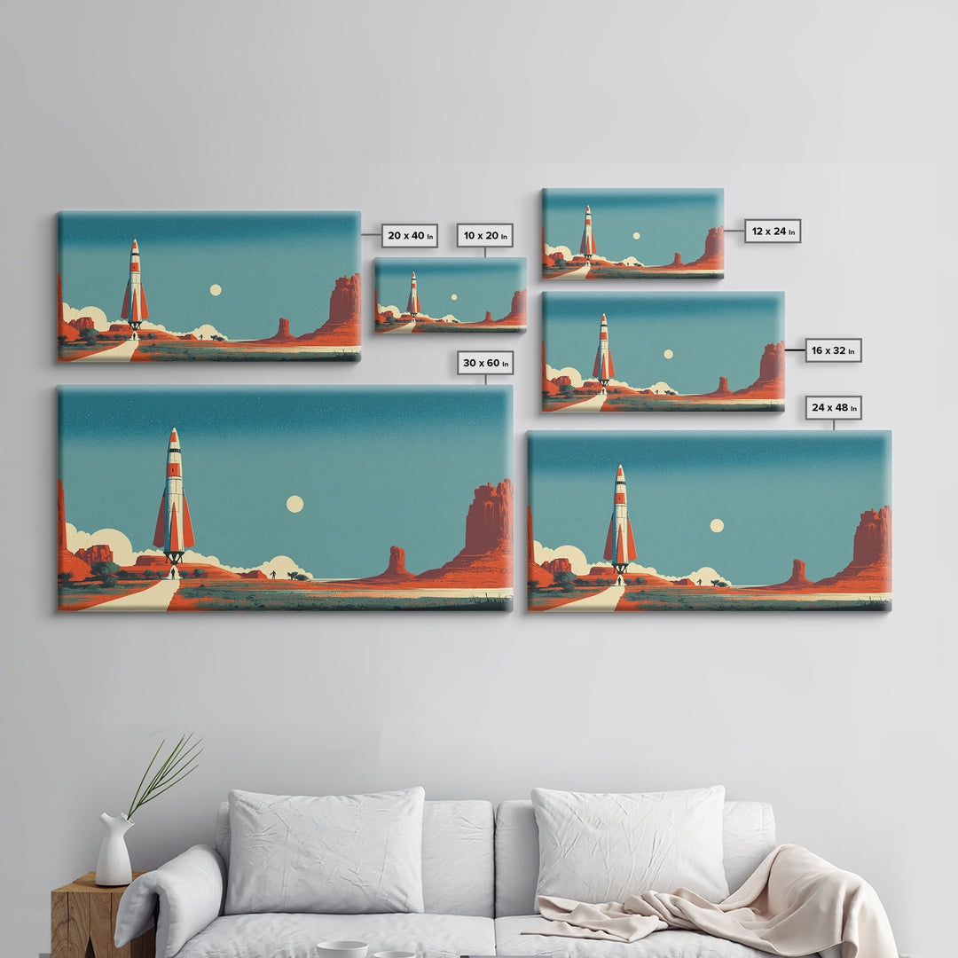 Monument Valley Rocket Lift Off Wall Art, Midcentury Modern Desert Poster, Retro Space Age Print, Southwestern Home Decor