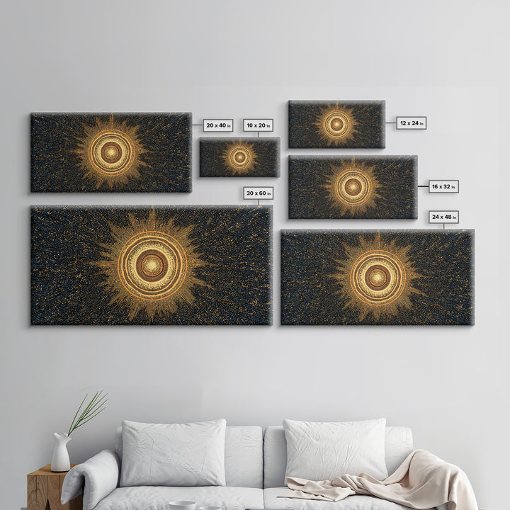 Golden Orbital Energy Sphere Canvas Print, Abstract Sci Fi Wall Decor, Cosmic Geometric Art, Modern Space Poster Gift Idea