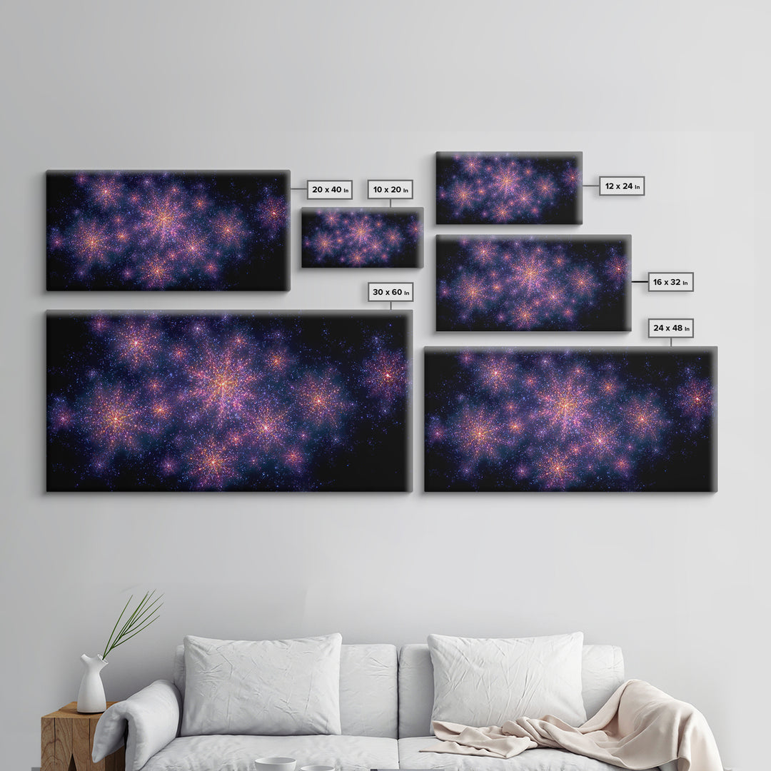 Purple Pink Starfield Galaxy Wall Art, Cosmic Retro Poster, Space Abstract Art, Modern Bedroom Decor, Dreamy Nebula Print