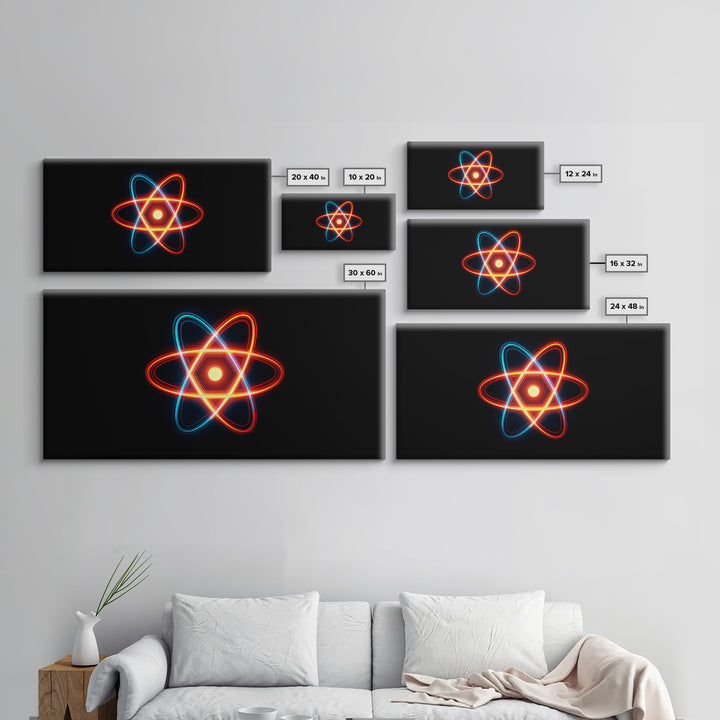 Neon Atomic Symbol Wall Art, Mid Century Modern Decor, Retro Sci Fi Poster, Colorful Space Age Abstract Office Digital Print