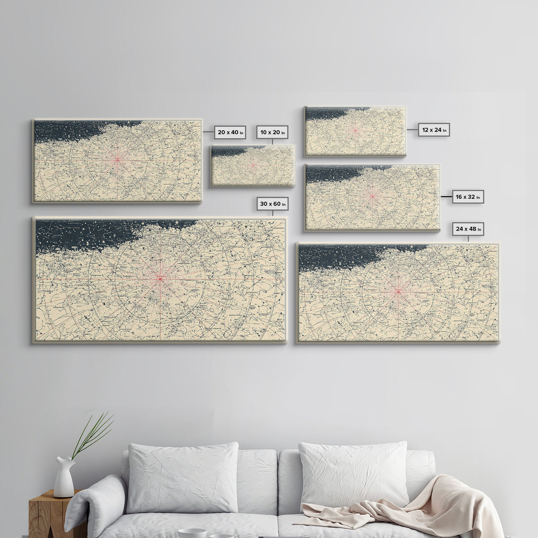 Cream Celestial Star Chart Wall Art, Minimal Astronomy Map, Peach Horizon Poster, Neutral Space Print, Modern Home Decor
