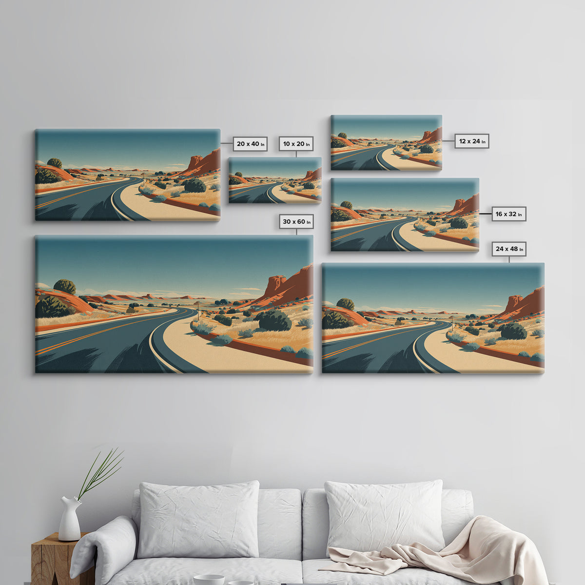Winding Desert Highway Wall Art, Midcentury Modern Landscape Print, Retro Travel Poster, Southwestern Office Decor For Home