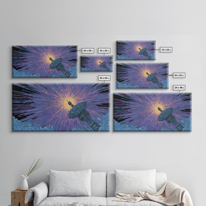 Radio Telescope Eclipse Sunburst Wall Art, Midcentury Modern Space Abstract Print, Retro Sci Fi Poster, Modern Office Decor