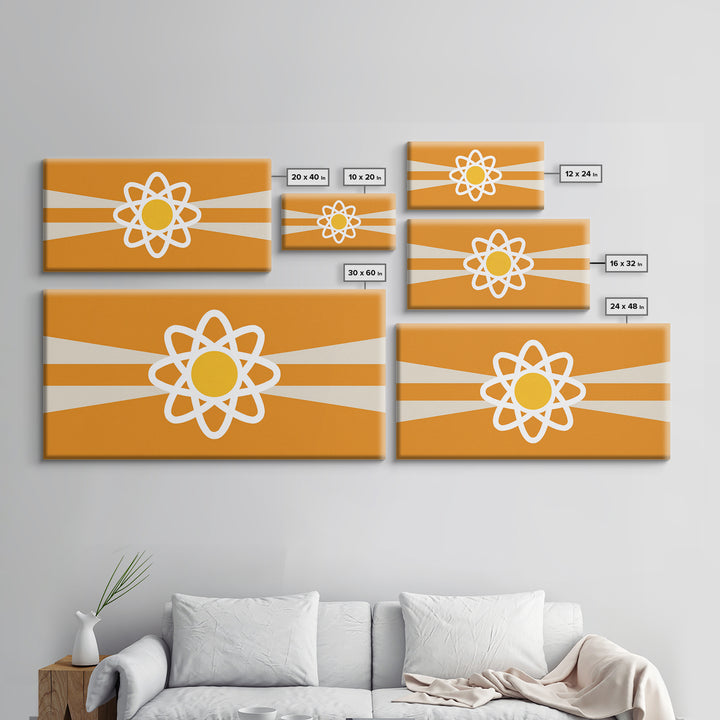 Orange Atomic Sunburst Wall Art, Mid Century Modern Atom Poster, Retro Science Decor, MCM Wall Decor, Modern Art Print Gift