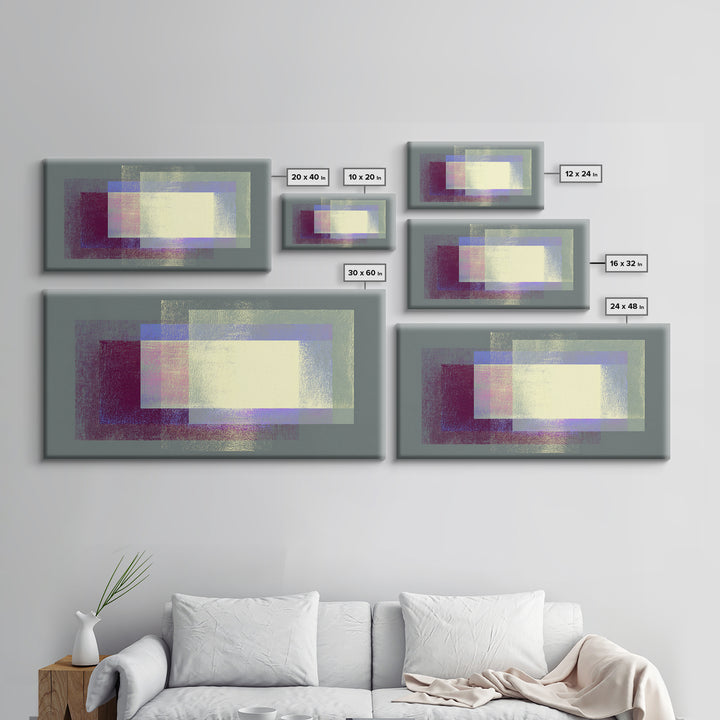 Soft Gray Magenta Geometric Rectangles Wall Art, Midcentury Modern Abstract Print, MCM Home Decor, Minimalist Office Decor