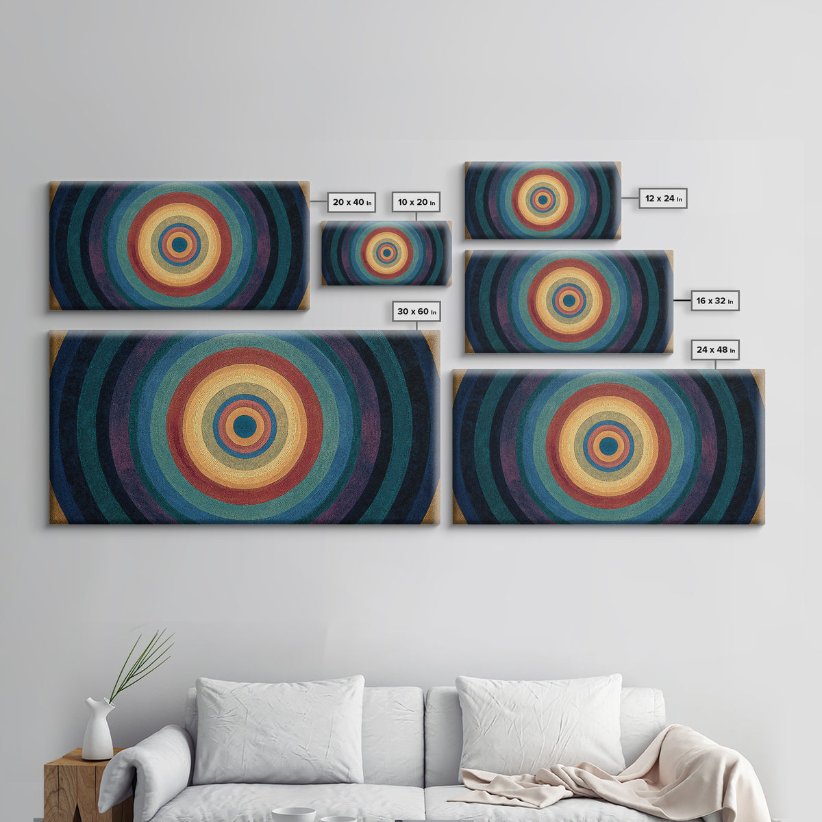 Colorful Concentric Circle Target Wall Art, Midcentury Modern Geometric Art Print, Bauhaus Poster, Retro Home Decor Gift