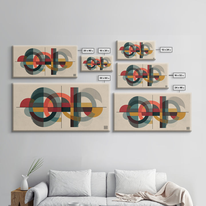 Overlapping Circles And Rectangles Wall Art, Midcentury Modern Geometric Art Print, Atomic Bauhaus Living Room Decor, Mid Century Decor