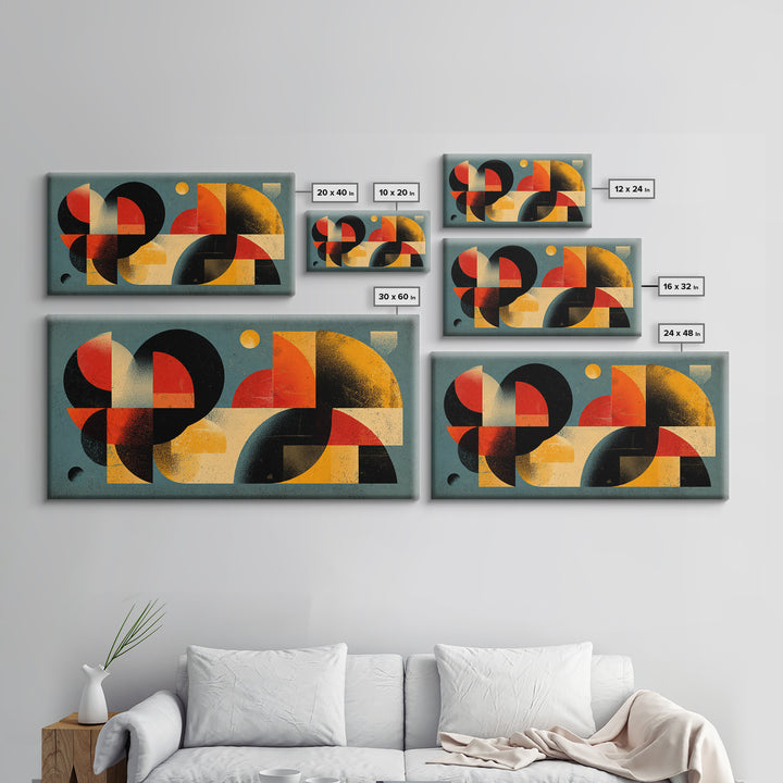 Bold Teal Orange Geometric Abstract Wall Art, Mid Century Modern Decor, MCM Artwork, Retro Bauhaus Print For Living Room