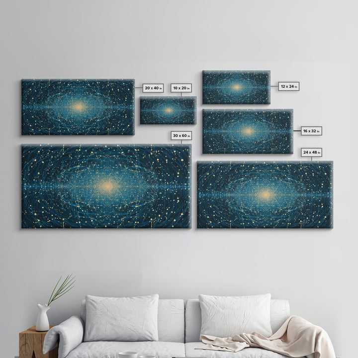 Golden Galaxy Core Stellar Space Wall Art, Midcentury Modern Abstract Art, Dark Cosmic Poster, Modern Home Decor, MCM Print