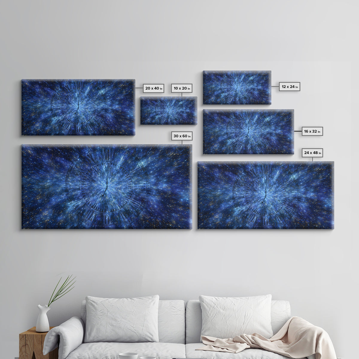 Blue Starfield Time Portal Wall Art, Modern Abstract Art, Space Poster, Digital Art Print, Galaxy Clock Decor, Home Office Art