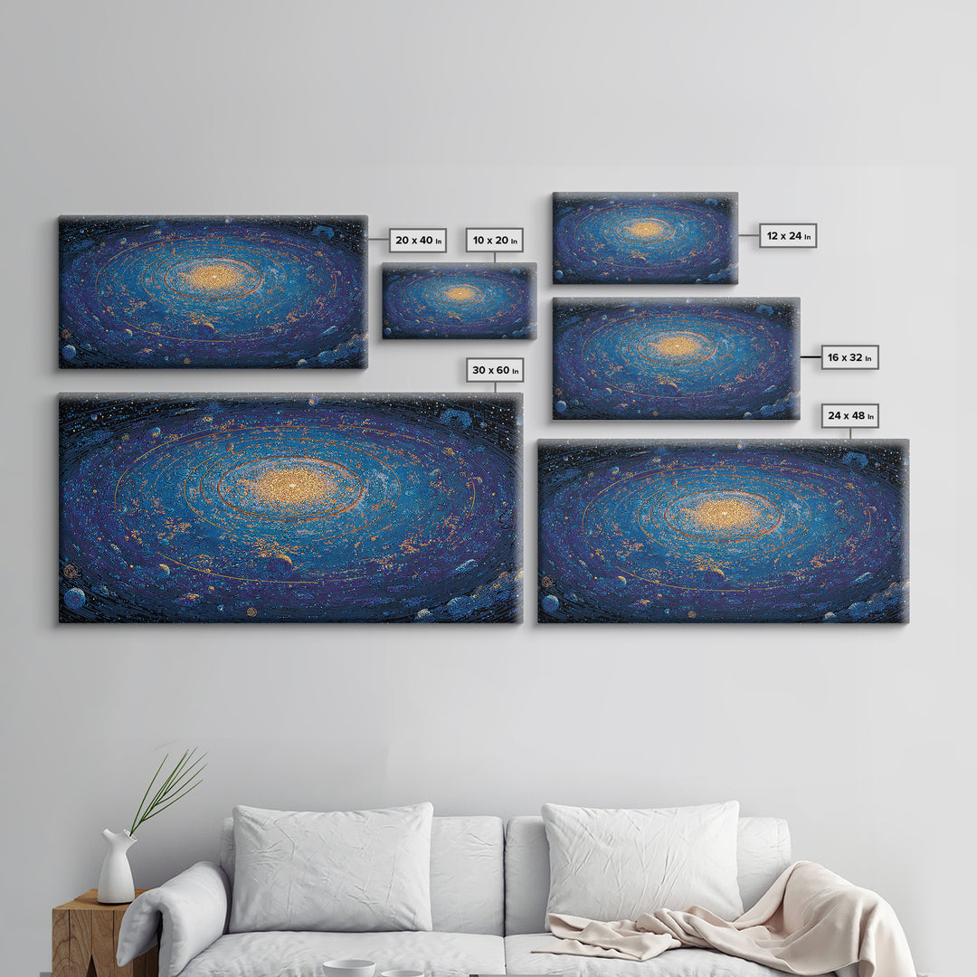 Electric Blue Galactic Spiral Wall Art, Modern Abstract Art, Space Poster, Cosmic Home Office Decor, Large Canvas Print Decor