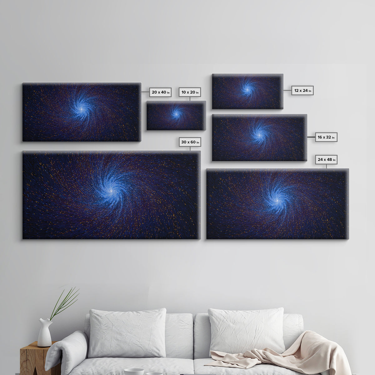 Blue Spiral Vortex Wall Art, Particle Galaxy Abstract, Modern Art Print, Cosmic Space Poster, Large Sci Fi Home Office Decor