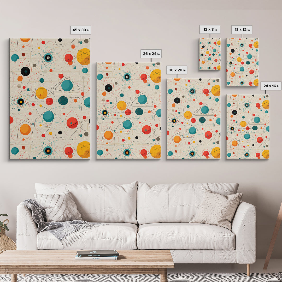 Atomic Teal Orange Planets And Orbit Lines Wall Art, Midcentury Modern Art, Retro Abstract Print, MCM Wall Decor, Modern Home Decor Gift